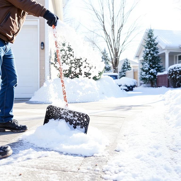 Snow shoveling a driveway